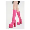 Bottes Arrivée Style classique en gros Fashion Femmes Plateforme Pink 14cm Chaussures de fêtard pour femmes épaisses High Evening Prom