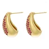 Boucles d'oreilles Stud Eyika Luxury Women Jielts bijoux Gold plaqué géométrique chunky Drop multicolor Zircon Teardrop