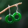 Boucles d'oreilles chanceux Natural Green Jadeite Jade Boucles d'oreilles Boucles d'oreilles Bijoux Halloween Cultured New Ye