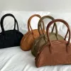 leftside Semi-circle Shoulder Bags for Women Veet Leather Female New 2023 Winter Trend Korean Fi Tote Bag Handbags J3sM#