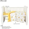 3Pcs Set born Baby Crib Bedding Sets Cotton Soft Cartoon Print Color Bedroom Bed Cot Linen Quilt Cover Case Sheets Pillow 240418