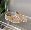 Designer LP Shoes Summer Suede Loafers Moccasins Aprikos äkta läder Men avslappnad slip på fetter Kvinnor lyxdesigners Flat Dressshoe Platform Trainers