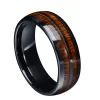 Bands Nieuwe mode Black Tungsten Carbide Rings Inlay Hawaiiaanse Koa Wood Abalone Shell Men's Engagement Wedding Bands Jubileum Gift