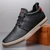 Casual Shoes Men's Working Leather Lace Up Breattable Retro Black For Men Outdoor Business Sneakers Zapatillas Hombre