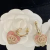 Boucles d'oreilles entend coeur 18k crochet annulaire plaqué or avec des strass de créateurs roses Swarovski déclenchent Yout292H pour femmes