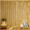 Christmas Decorations 300 Led Remote Control Curtain Lights Plug In Fairy Outdoor Window Wall Hanging String For Bedroom Backdrop Part Dhmxw