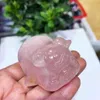 Figurine decorative 6 cm Natural Rosa Quarzo Crystal di maiale Animale intagliato per bambini sani Decorazioni per la casa Ornamenti per la casa 1pcs