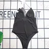 Czarny prosty szczupły strój kąpielowy seksowne litera drukowania sznurowania bikini mody cienki kamisole jednoczęściowy strój kąpielowy