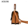 Axelväskor Acelure Solid Color Hard Pu Leather Crossbody Bag For Women Mini Small Shopping Handväskor Purse Ladies Messenger