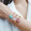 Strands BM40673 Natural Amazonite Rose Quartz Bracelet Smoky Cheplip Chain