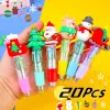 Pens 20Pcs/Lot Kawaii 4 Color Christmas Mini Ballpoint Pen Cute Cartoon Santa Elk Stocking Multicolor Office School Stationery Gifts