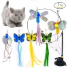 Toys Interactive Cat Toy Handfree Cat Stick Playing Kitten Playing Teaser Wand Toy Suction Cup Bird/Feather Cat Wand Toys Set