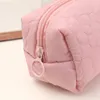 Women Pink White Cotton Flower Embroidery Pillow Cosmetic Bag Large Capacity Makeup Organizer Pouch Portable Travel Storage