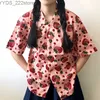 Men's Shirts Japanese Kaii Fruit Strberry Graffiti Button Shirt Cute Girl Youth Shirt Short sleeved Top Beach yq240422