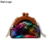 Shell New Fashion Women Evening Clutch Glitter Sequin Gold Silver Chain Shoulder Bags Luxury Designer Wedding Prom Handbags