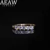 Bröllopsringar AAW 14K Vitt guld 0,1ct 3mm Totalt 0,5CTW Def Round Cut Engagement Wedding CVD HPHT Lab Grown Diamond Band Ring for Women 240419