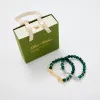 Strands Natural Green Tiger Eye Round Energy Stone Healing Power Beads Bracelets for Women and Girls Gift Zirconia Jewelry Accessories