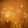 Vêtements Star Moon LED rideau Garland String Light Eid Moubarak Ramadan Décorations pour la maison 2023 Islam Muslim Event Party Supplies Decor