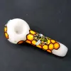 Beautiful 3D Glass Pipes Bee Comb Smoking Dogo Spoon Pipe For Smoking HandPipes Bongs Tobacco ZZ