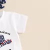 Set di abbigliamento abiti per bambini outfit estivo estate baby maniche corta lettere di cappello star star stelle pantaloni fascia per pantaloni 4 luglio