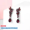 Oorbellen natuurlijke rode granaat sterling zilveren drop oorr earring vrouwen romantische stijl 5.8 karaat echte edelsteen kerstcadeau topkwaliteit