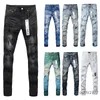 Jeans de marca roxa Jeans Americana High Street Hole Ruin Robin Religion Pants pinta Devento mais alto 6546966236