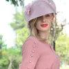 Berets X4153 Lady Summer Fascinators Elegant Sweet Lovely Temperament Flower Pearl Hat Female Millinery Polyester Fedora Cap