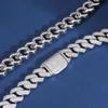 Grossistpris 15mm vitt guldpläterat 925 sterling silver 3 rader VVS Moissanite diamant Iced Out Cuban Link Chain Necklace