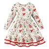 Vestidos de menina Criança meninas de manga longa estampas de Natal Fall Dress Dance Party Kids Collar Sunflower