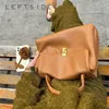 leftside Cute Small Design Solid Color Shoulder Bags for Women 2024 Korean Fi Handbags and Purses Leather Tote Bag U7cu#
