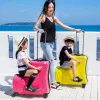Set barn härlig rullande bagage pojke cool vagn resväskor på hjul barn bär på resväskor tjej rosa ridning vagn fodral
