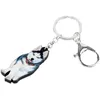 Keychains weveni acrylique sibérien husky chien clés chaînes kelechain anneaux nouveauté bijoux animal pour femmes filles pendantes voiture charmes en gros en gros