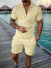 2024 Summer Mens Shorts Set Set à manches courtes Zip Polo T-shirt Street Two Piece Casual Sportswear 240411