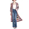 Women's Jackets Inspired Knitted Long Cardigan With Colorful Crochet Detail