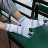 Men's Socks Casual Soft Middle Tube For Men Five Toe Striped Finger Crew Male Hosiery