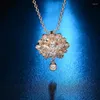 Chains Luxury Fashion Crystal Flower Necklace Colorful Zircon Aesthetic Pendant Romantic Beautiful Jewelry For Women Girls