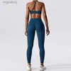 Women's Tracksuits Womens quick dry yoga exercise set running and training sportswear womens sportswear 2-piece set yq240422