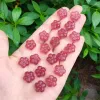 Charms 10st Natural Strawberry Quartz Flower Carving Mineral Stone Crystal Figurine Healing Quartz Reiki Söt festival Gift 13mm