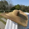 70 cm Summer Beach Sun Sun Protection antiuv 35 cm Large Brim Brim pliable Chapeaux de paille surdimensionnables surdimensionnables Caps de couverture de Sunshade 240417