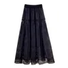 Юбки ZXRYXGS изысканный выдолбленная вышивка цветочная юбка A-Line Женщины модное 2024 г.