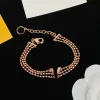 Classic Crystal Letter Multilayer Link Chain Bracelet Bangle 18K Gold Silver Plated V Charm Bracelet Pendant Designer Bracelet Women Wristband Cuff Lovers Jewelry