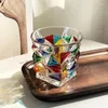 Wine Glasses High Quality Multicolor Crystal Whisky Luxury Gothic Old Fashioned Glass Hand Painted Dazzle Color Tumbler