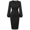 GK Dress For Women Contrast Fabric Evening Elegant Celebrity Party Dress OL Long Sleeve Crew Neck Bodycon Midi Dress 240420