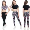 Bekleidungssets Kinder Girls Clothics Gymastics Tanzkleidung Training Outfits Sport Anzüge Tank Crop Tops mit hohen Taillenbrief -Leggings gedruckt