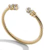 Jewelry fashion bracelet women's woven steel rope inlaid with Haoshi stainls steel 18K gold open Bracelet3297505
