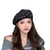 Berets kratę sboy cap stylowy damski zimowy druk beretowy elastyczny regulowany miękki ciepły kopuła malarz malarz