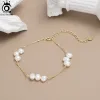 Strands ORSA JEWELS 14K Gold Sterling Silver 3 Pieces Pearl Link Chain Bracelet for Women Adjustable Delicate Vintage Jewelry GPB22