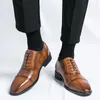 Casual Shoes Business Men Leather Formal Dress Oxford Career Manager Man Work Moccasins Luxury Printed Brogue