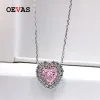 Collane Oevas 100% 925 Sterling Silver 7*7mm Poscia rosa giallo a pendente a pendente a diamante ad alto diamante per donne scintillanti gioielli