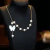 Halsketten Sinzry 2022 Neues handgefertigtes natürliches Süßwasser -Perlenschalenschalen -Schmetterling Chockers Halsketten für Frauen